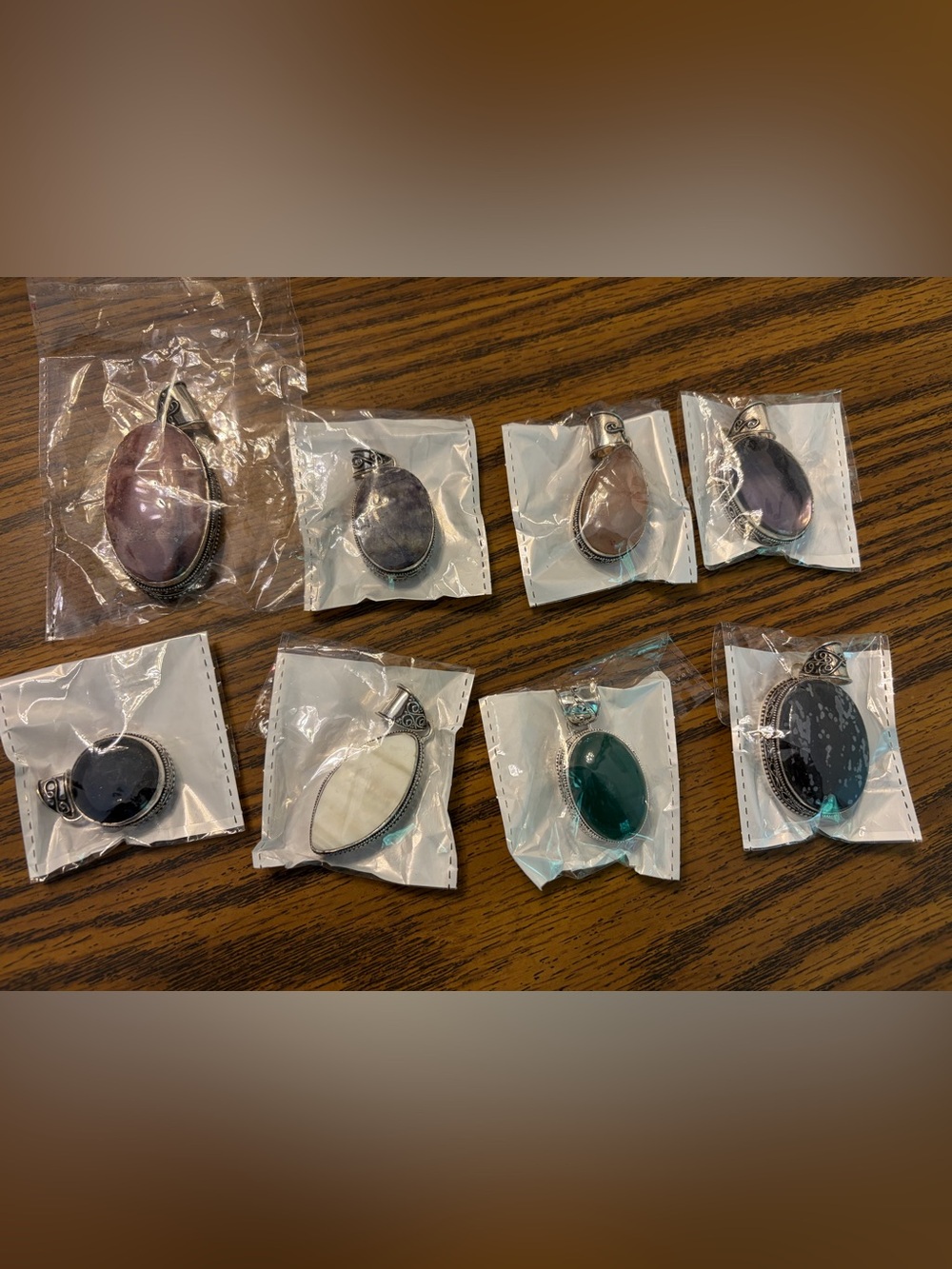 Wholesale Lot of 925 Sterling Silver Gemstone Pendants 8 count